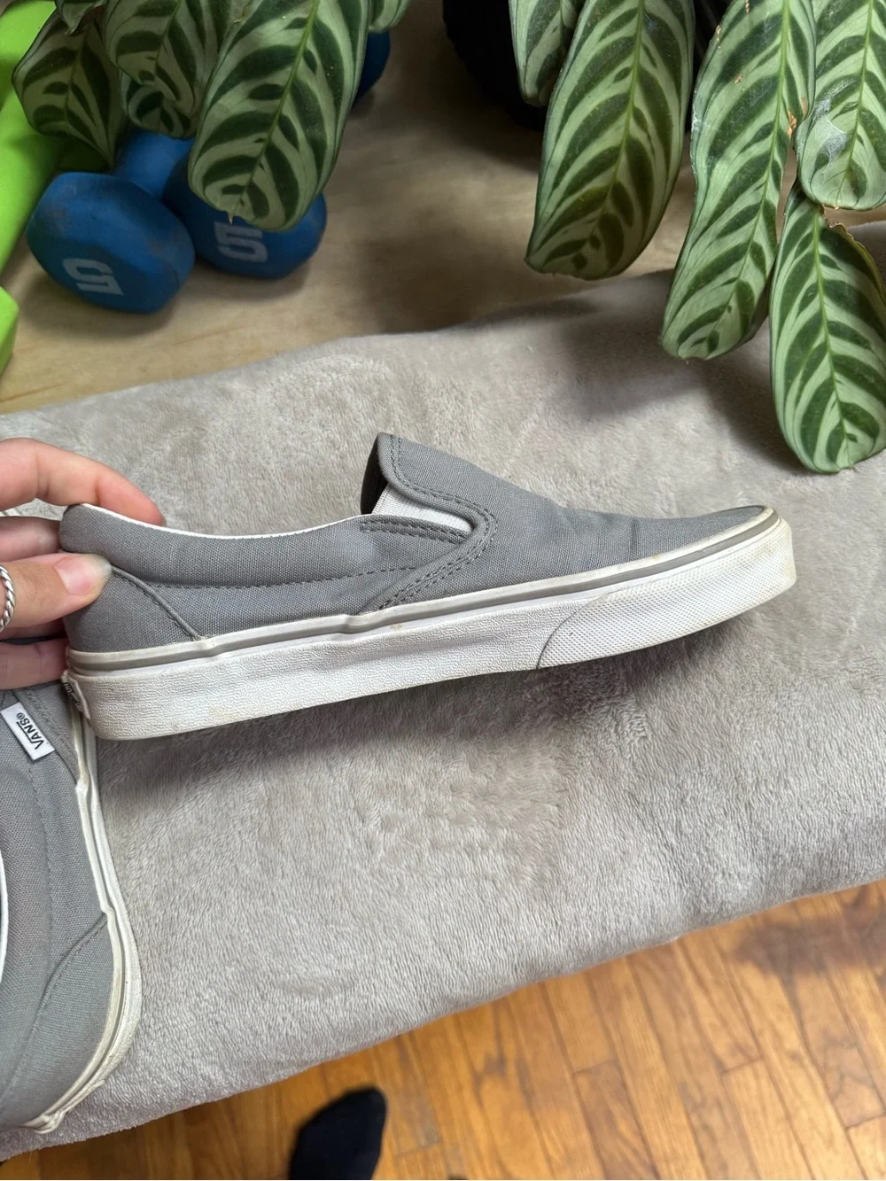 Vans Gray Classic Slip-On Canvas Shoes